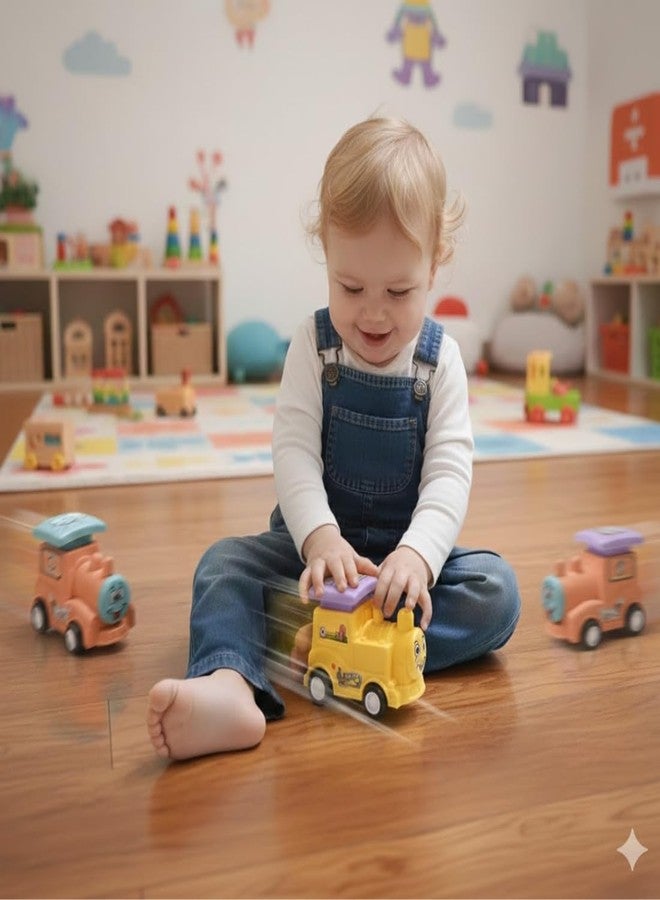 VRION Push and Go Train Toy Set, Press & Go Friction-Powered Train 1-5 Years - Mini Racing, Push & Go Vehicle for Early Learning, Motor Skill, Fun Toy for Toddlers & Kids - Pack of 4 Pieces - Image 3